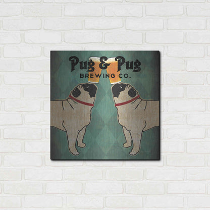 Luxe Metal Art 'Pug And Pug Brewing Square' by Ryan Fowler, Metal Wall Art,24x24