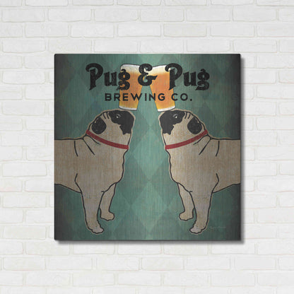 Luxe Metal Art 'Pug And Pug Brewing Square' by Ryan Fowler, Metal Wall Art,36x36