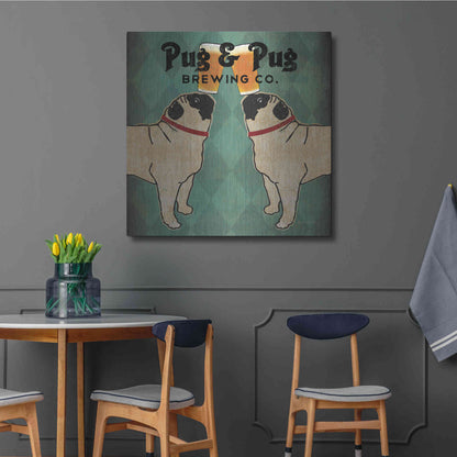 Luxe Metal Art 'Pug And Pug Brewing Square' by Ryan Fowler, Metal Wall Art,36x36