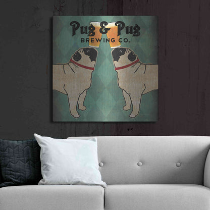 Luxe Metal Art 'Pug And Pug Brewing Square' by Ryan Fowler, Metal Wall Art,36x36