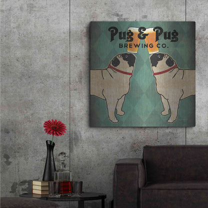 Luxe Metal Art 'Pug And Pug Brewing Square' by Ryan Fowler, Metal Wall Art,36x36