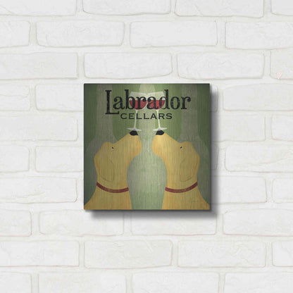 Luxe Metal Art 'Two Labrador Wine Dogs Square' by Ryan Fowler, Metal Wall Art,12x12