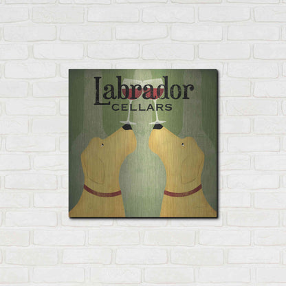 Luxe Metal Art 'Two Labrador Wine Dogs Square' by Ryan Fowler, Metal Wall Art,24x24