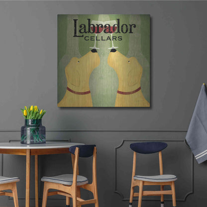 Luxe Metal Art 'Two Labrador Wine Dogs Square' by Ryan Fowler, Metal Wall Art,36x36