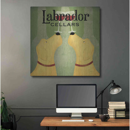 Luxe Metal Art 'Two Labrador Wine Dogs Square' by Ryan Fowler, Metal Wall Art,36x36