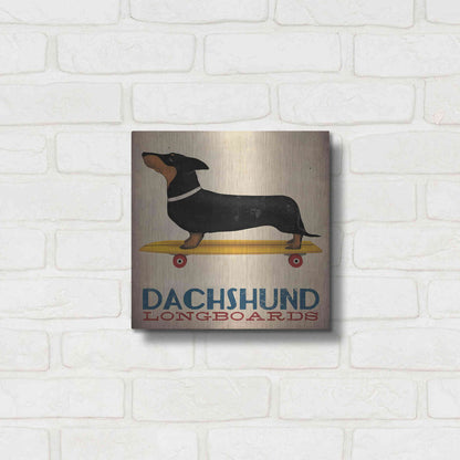 Luxe Metal Art 'Dachshund Longboards' by Ryan Fowler, Metal Wall Art,12x12