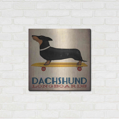Luxe Metal Art 'Dachshund Longboards' by Ryan Fowler, Metal Wall Art,24x24