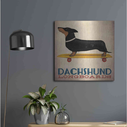 Luxe Metal Art 'Dachshund Longboards' by Ryan Fowler, Metal Wall Art,24x24