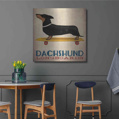 Luxe Metal Art 'Dachshund Longboards' by Ryan Fowler, Metal Wall Art,36x36