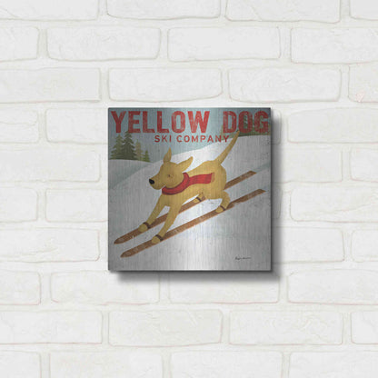 Luxe Metal Art 'Yellow Dog Ski Co' by Ryan Fowler, Metal Wall Art,12x12