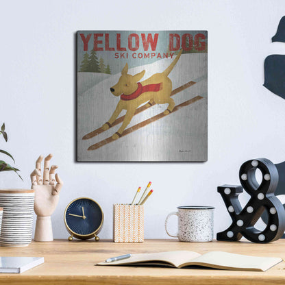 Luxe Metal Art 'Yellow Dog Ski Co' by Ryan Fowler, Metal Wall Art,12x12