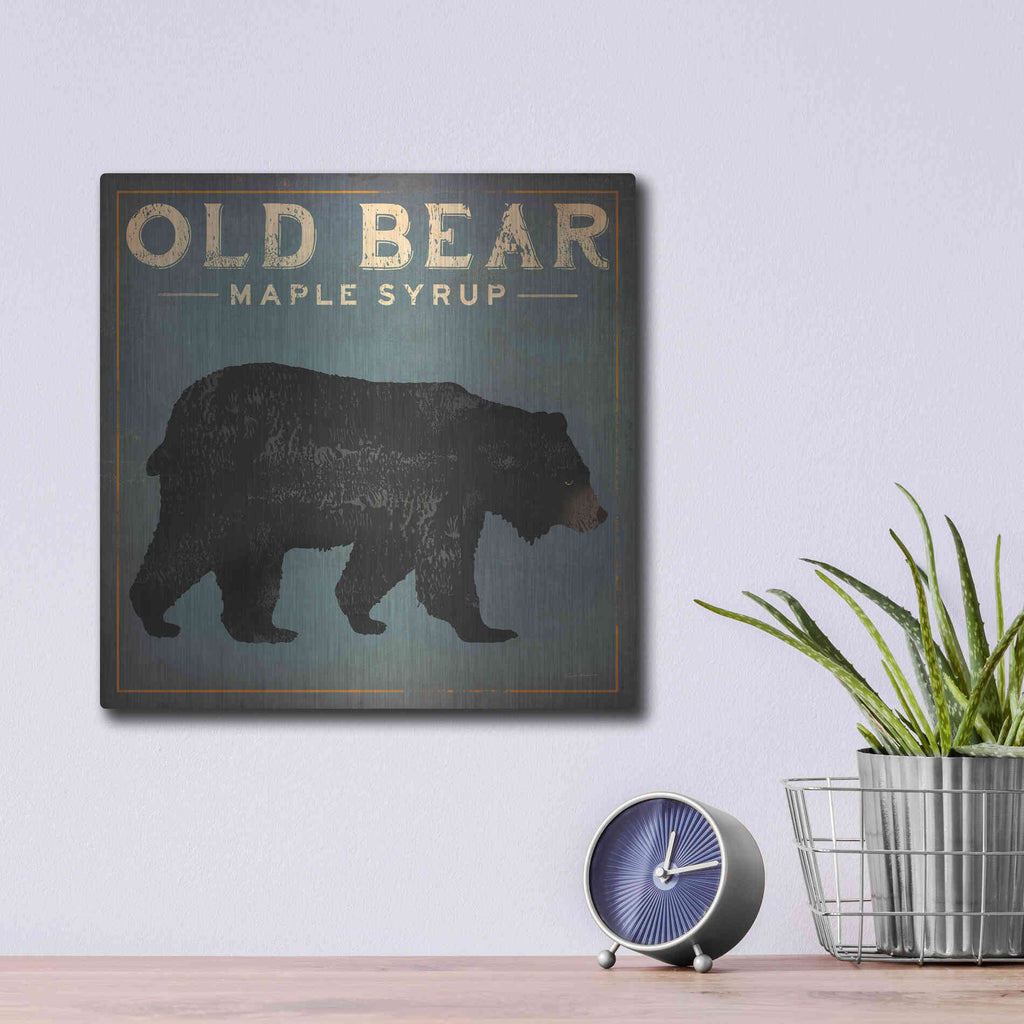 Luxe Metal Art 'Old Bear' by Ryan Fowler, Metal Wall Art,12x12