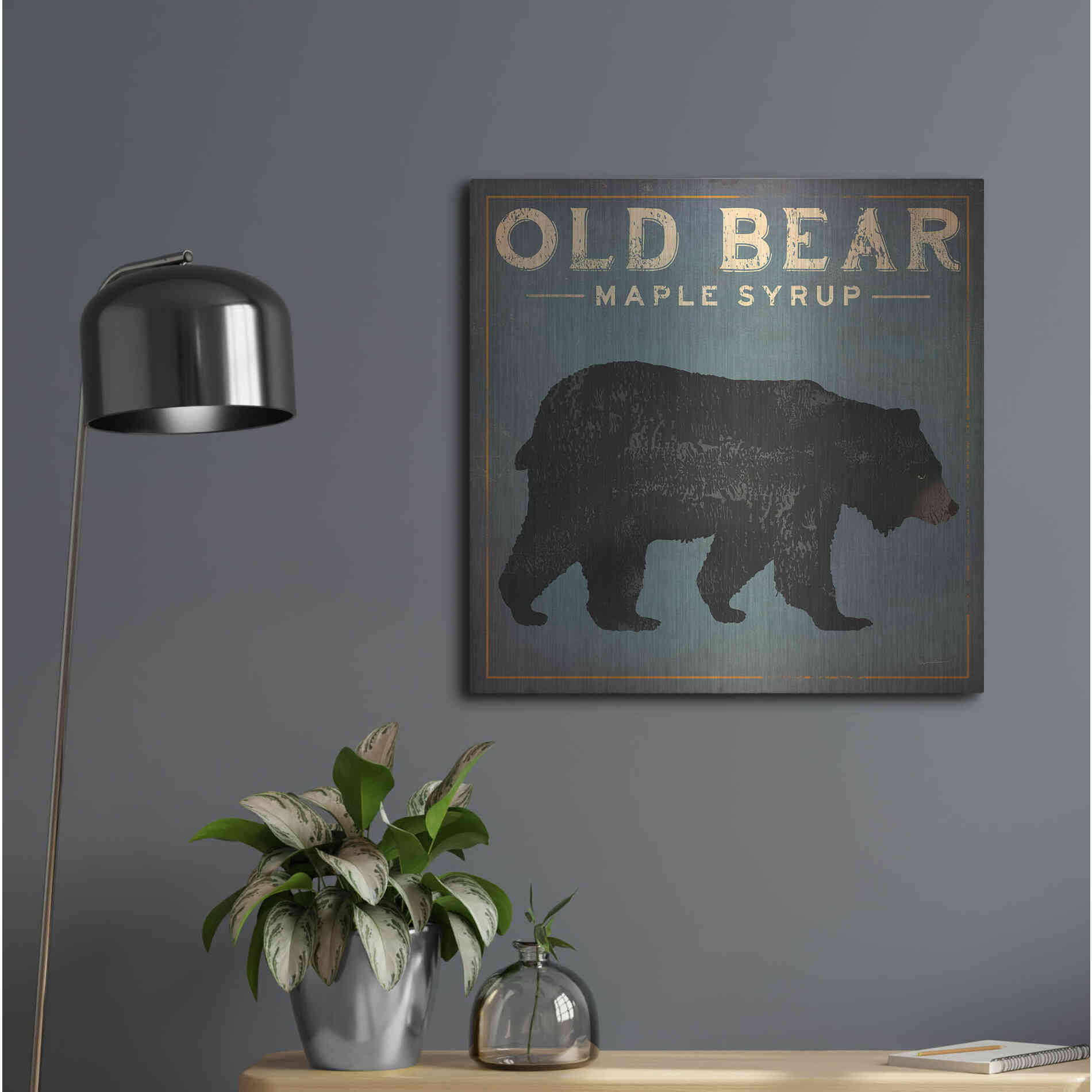 Luxe Metal Art 'Old Bear' by Ryan Fowler, Metal Wall Art,24x24