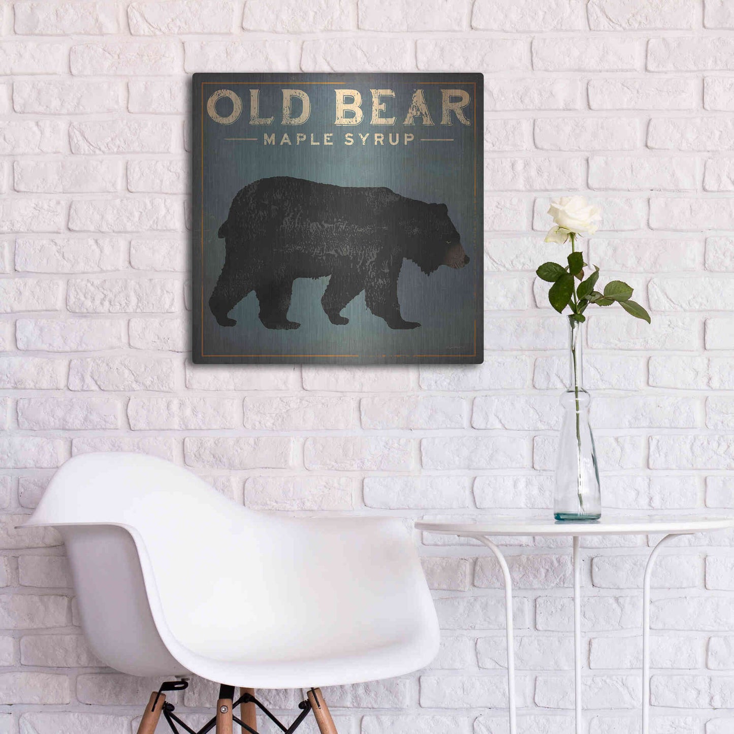 Luxe Metal Art 'Old Bear' by Ryan Fowler, Metal Wall Art,24x24