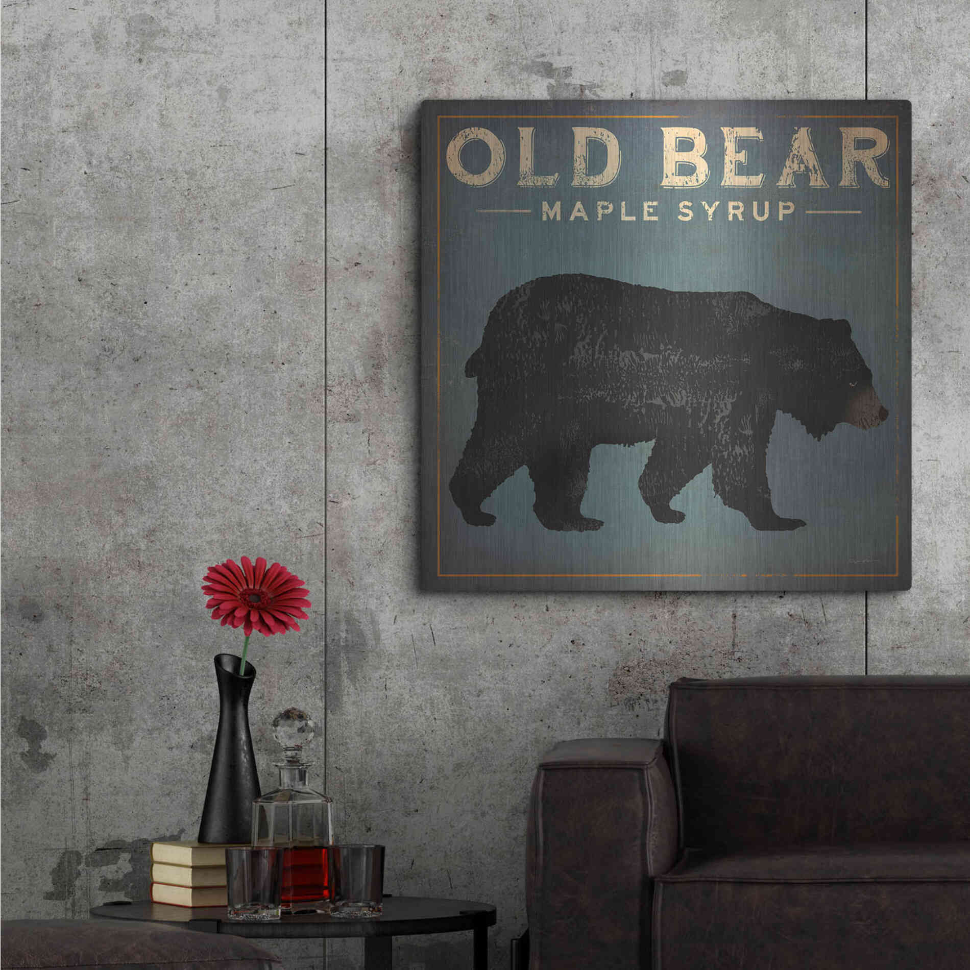 Luxe Metal Art 'Old Bear' by Ryan Fowler, Metal Wall Art,36x36