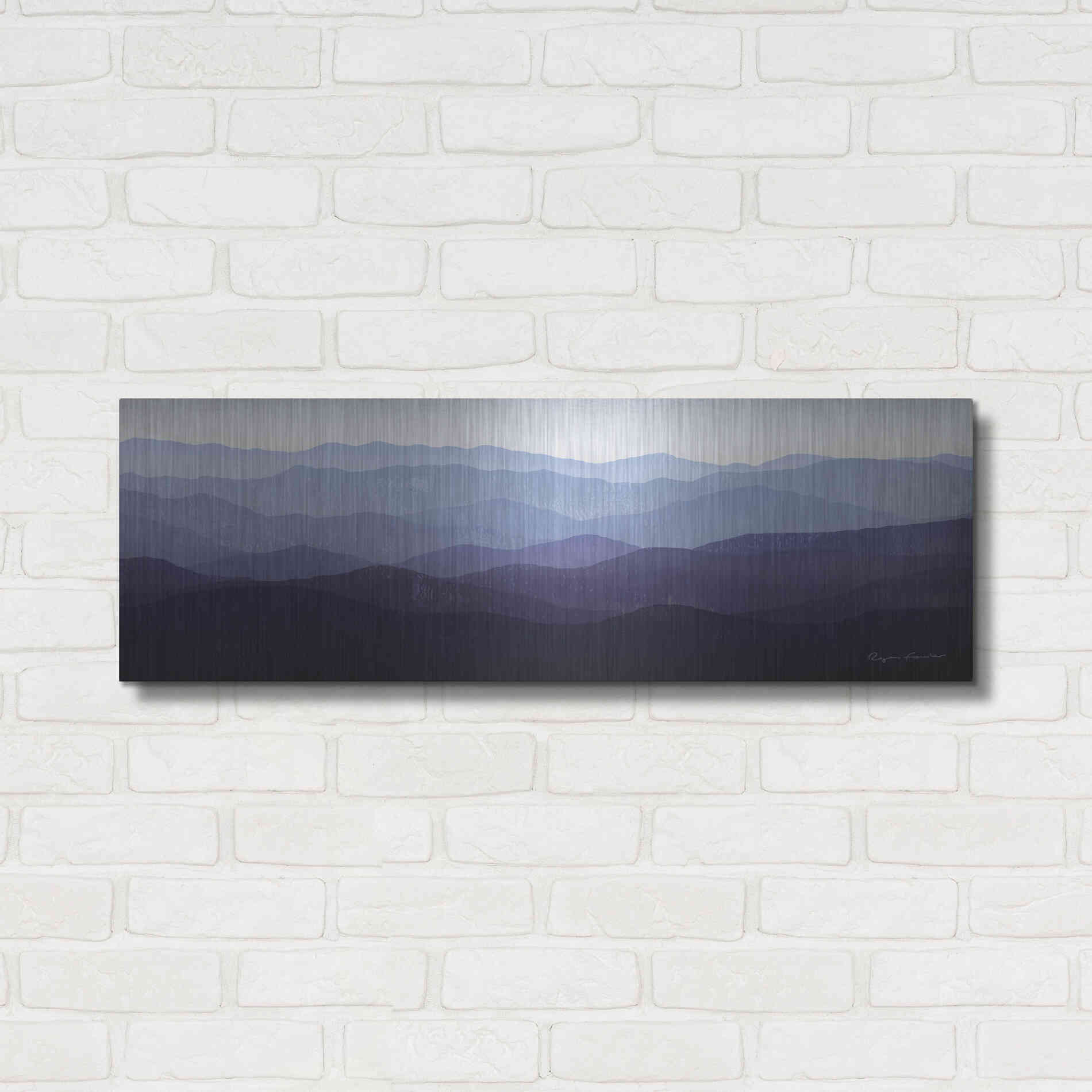 Luxe Metal Art 'Purple Mountains' by Ryan Fowler, Metal Wall Art,36x12