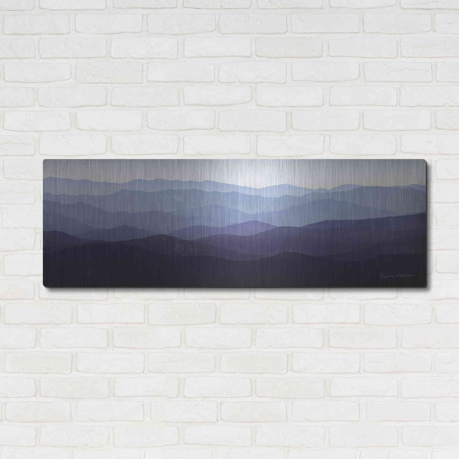 Luxe Metal Art 'Purple Mountains' by Ryan Fowler, Metal Wall Art,48x16
