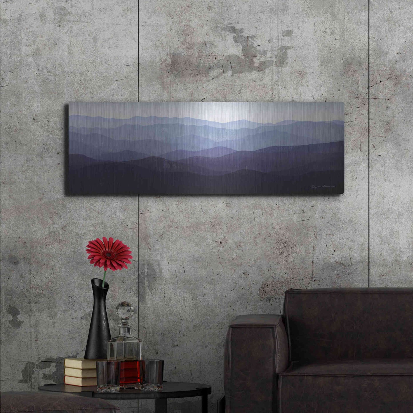 Luxe Metal Art 'Purple Mountains' by Ryan Fowler, Metal Wall Art,48x16