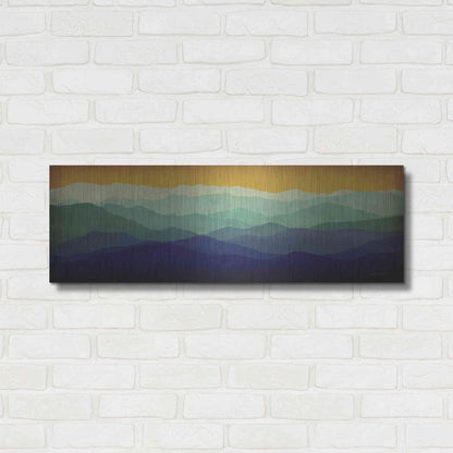 Luxe Metal Art 'Yellow Sky Mountains' by Ryan Fowler, Metal Wall Art,36x12