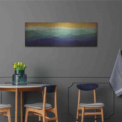 Luxe Metal Art 'Yellow Sky Mountains' by Ryan Fowler, Metal Wall Art,48x16