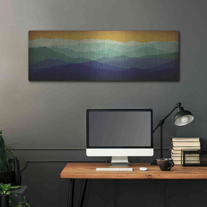 Luxe Metal Art 'Yellow Sky Mountains' by Ryan Fowler, Metal Wall Art,48x16