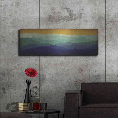 Luxe Metal Art 'Yellow Sky Mountains' by Ryan Fowler, Metal Wall Art,48x16