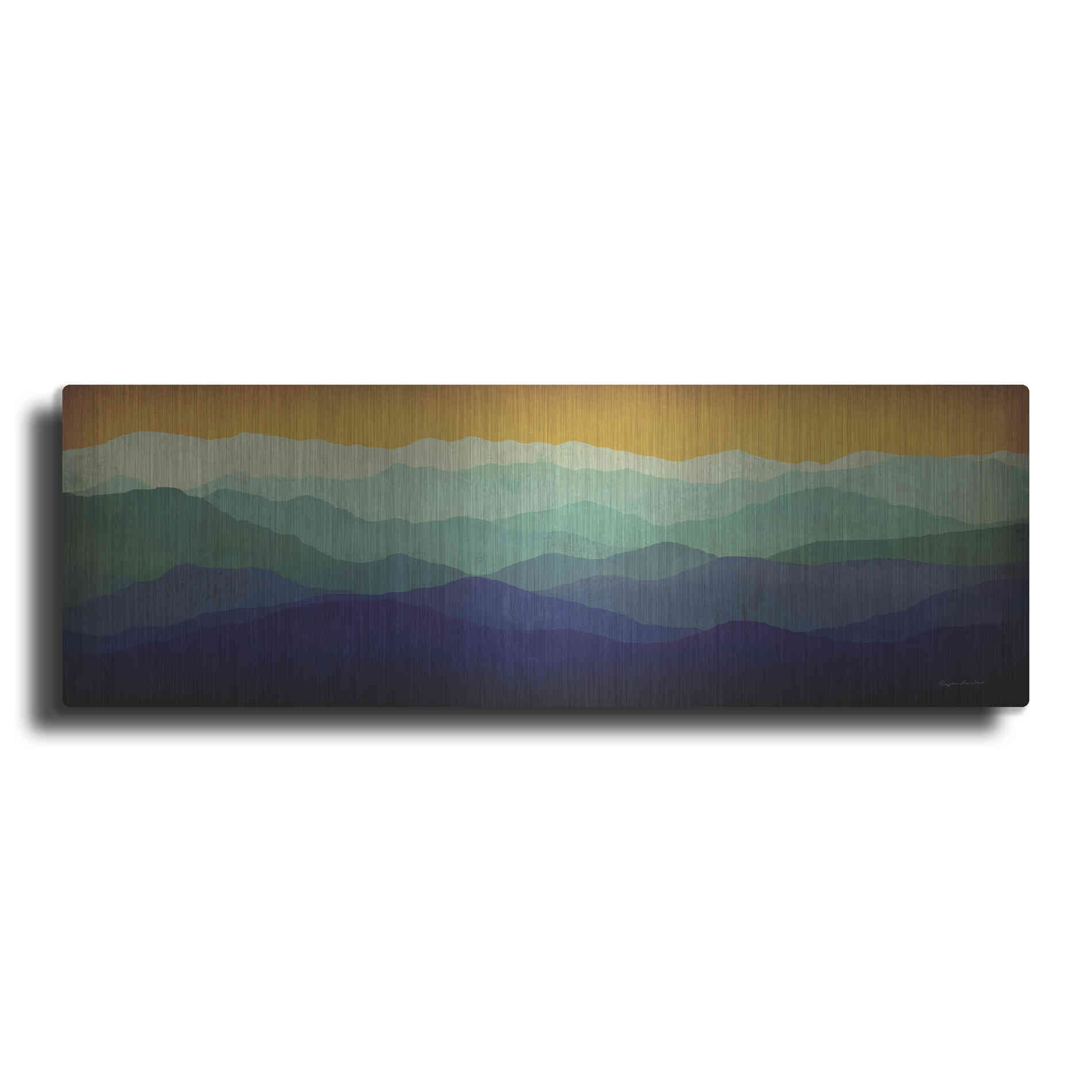 Luxe Metal Art 'Yellow Sky Mountains' by Ryan Fowler, Metal Wall Art