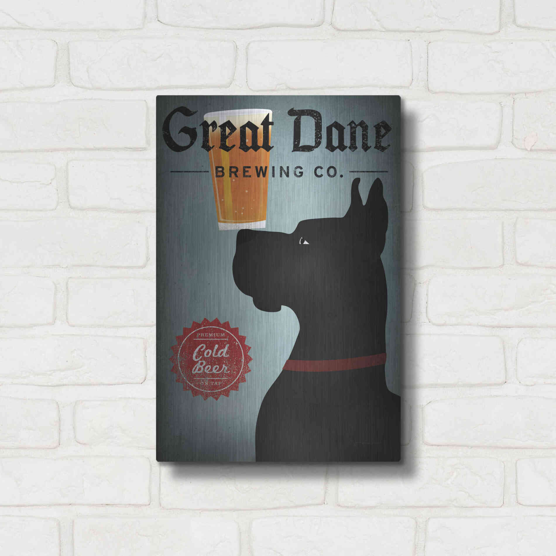Luxe Metal Art 'Great Dane Brewing Co' by Ryan Fowler, Metal Wall Art,12x16