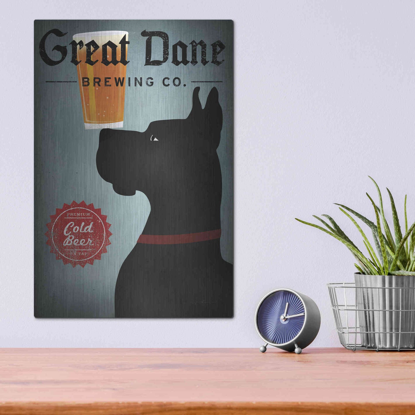 Luxe Metal Art 'Great Dane Brewing Co' by Ryan Fowler, Metal Wall Art,12x16