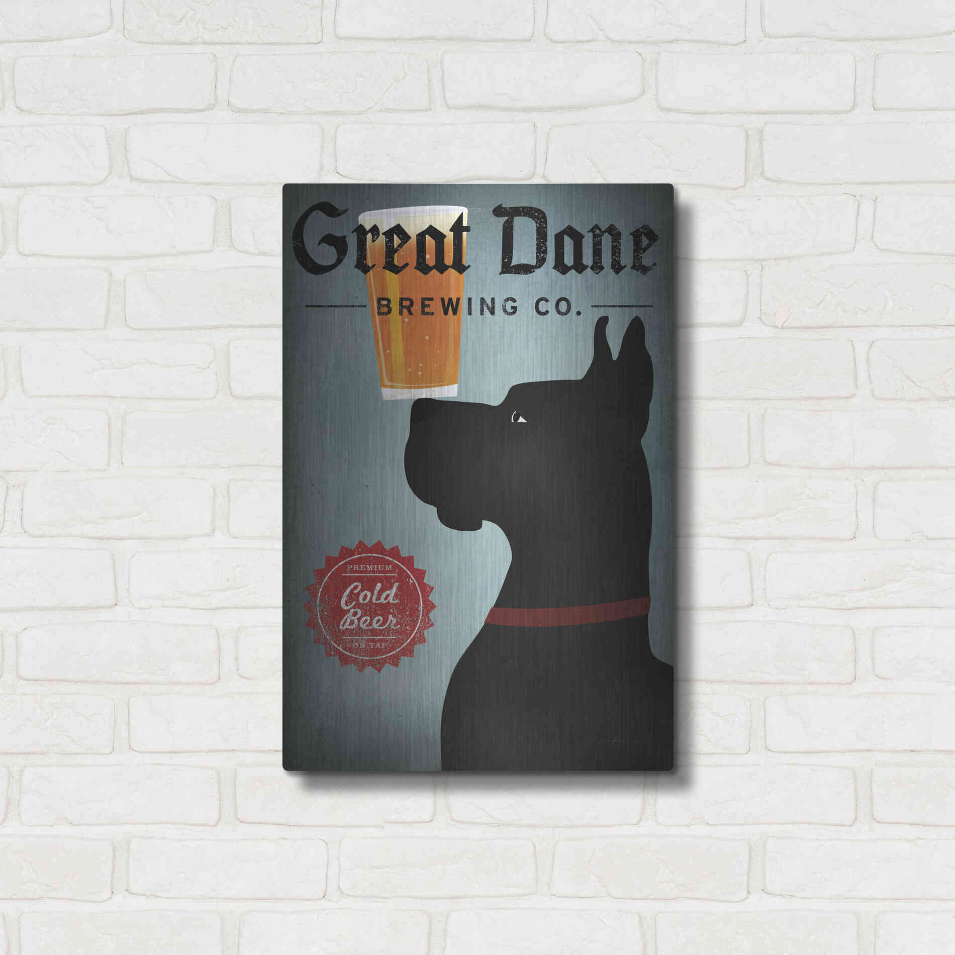 Luxe Metal Art 'Great Dane Brewing Co' by Ryan Fowler, Metal Wall Art,16x24