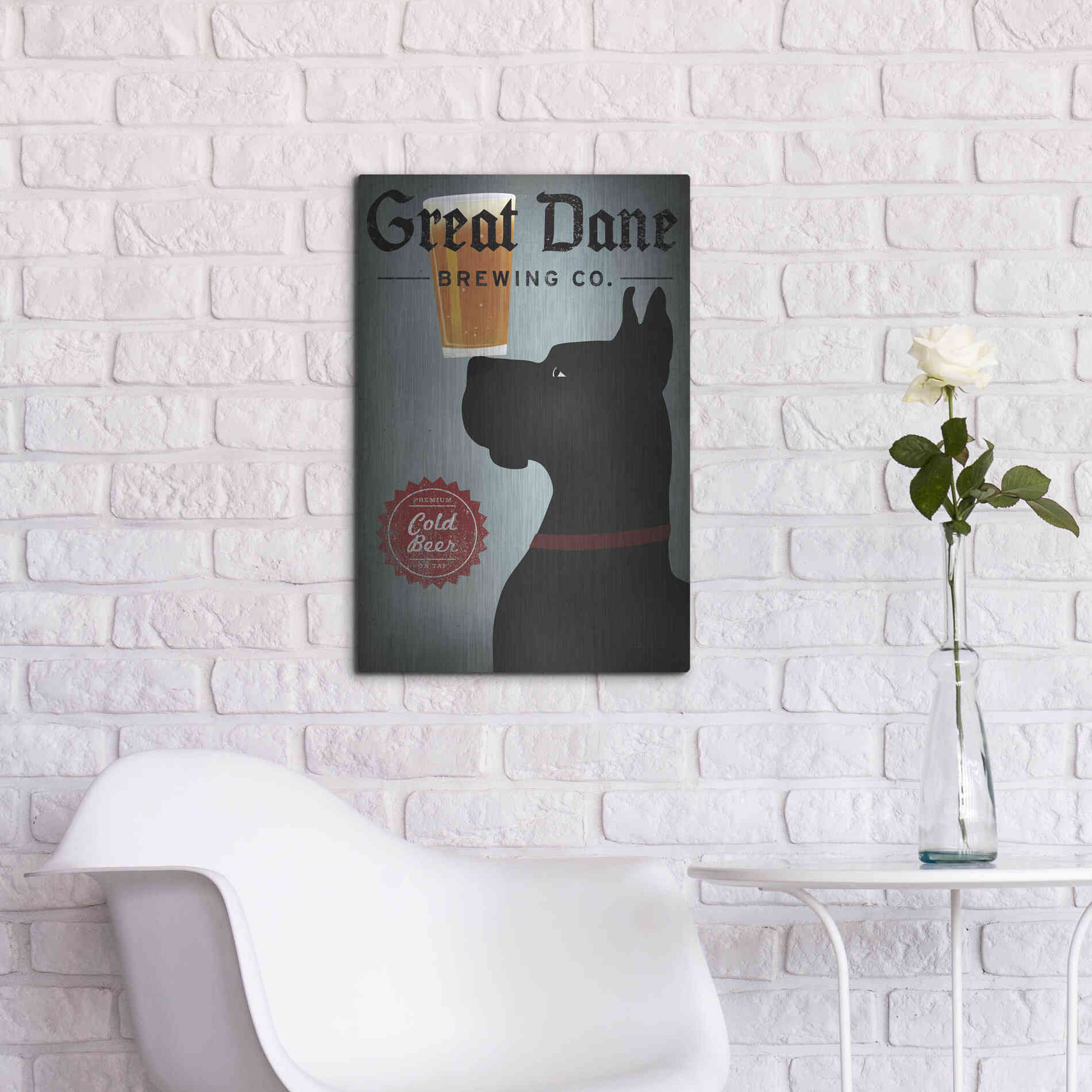 Luxe Metal Art 'Great Dane Brewing Co' by Ryan Fowler, Metal Wall Art,16x24