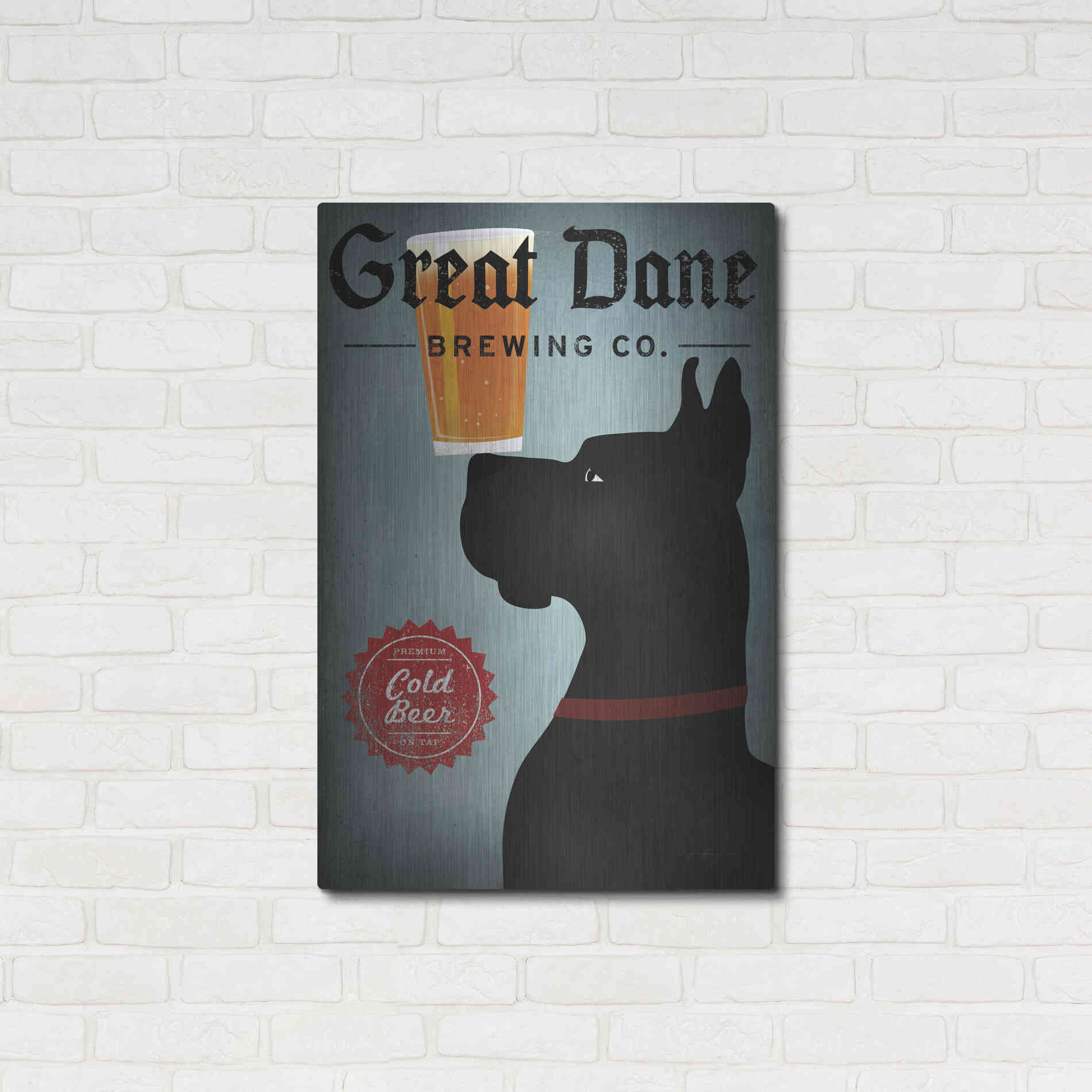Luxe Metal Art 'Great Dane Brewing Co' by Ryan Fowler, Metal Wall Art,24x36