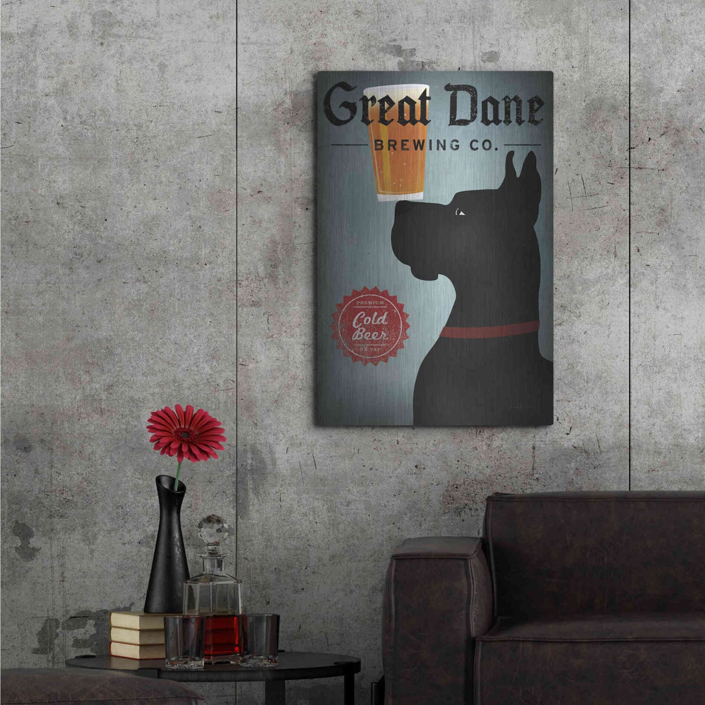 Luxe Metal Art 'Great Dane Brewing Co' by Ryan Fowler, Metal Wall Art,24x36