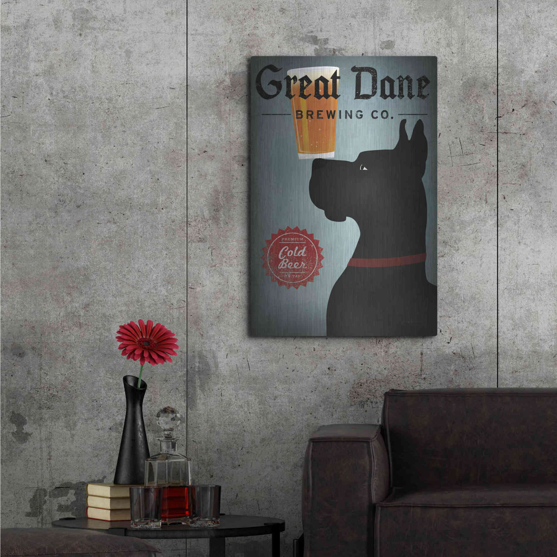 Luxe Metal Art 'Great Dane Brewing Co' by Ryan Fowler, Metal Wall Art,24x36