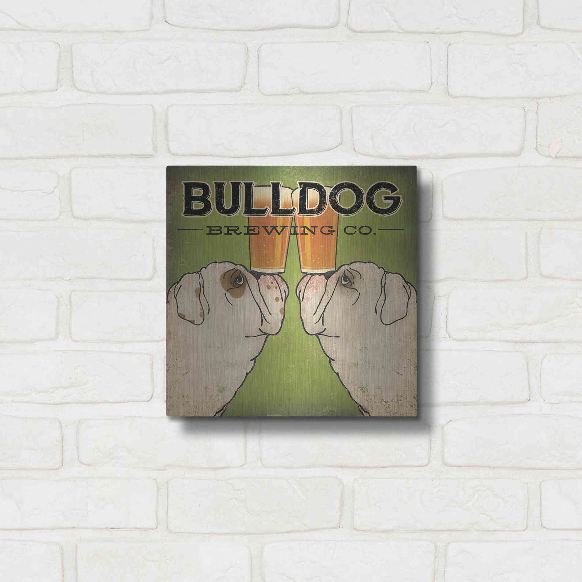 Luxe Metal Art 'Bulldog Brewing' by Ryan Fowler, Metal Wall Art,12x12