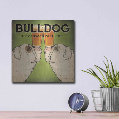 Luxe Metal Art 'Bulldog Brewing' by Ryan Fowler, Metal Wall Art,12x12