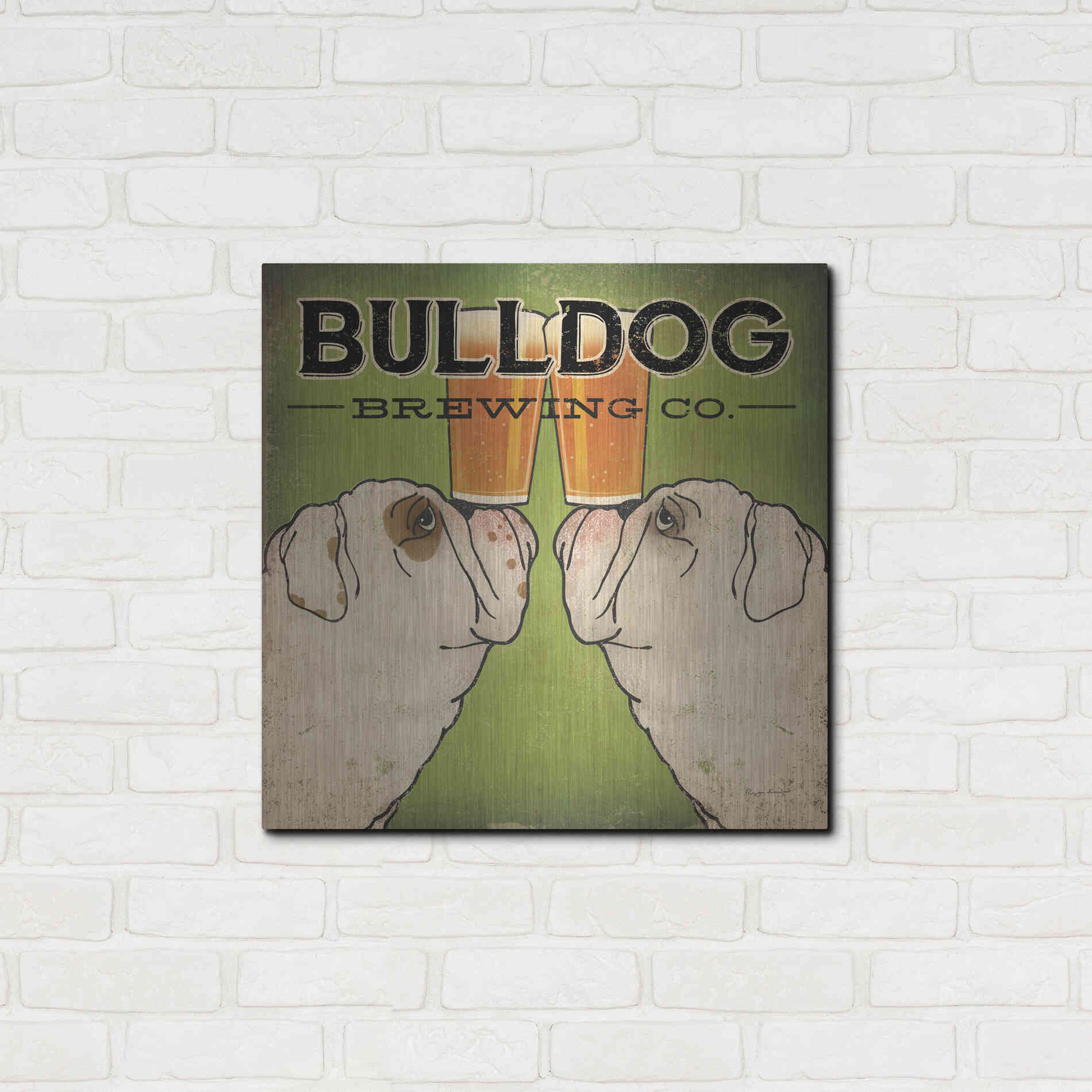 Luxe Metal Art 'Bulldog Brewing' by Ryan Fowler, Metal Wall Art,24x24