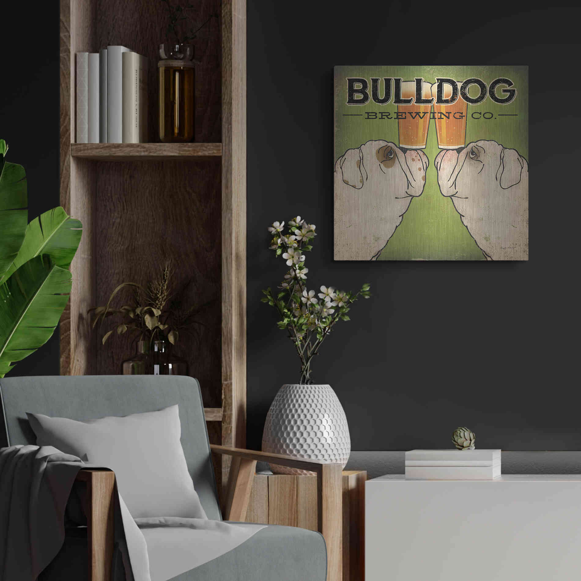 Luxe Metal Art 'Bulldog Brewing' by Ryan Fowler, Metal Wall Art,24x24