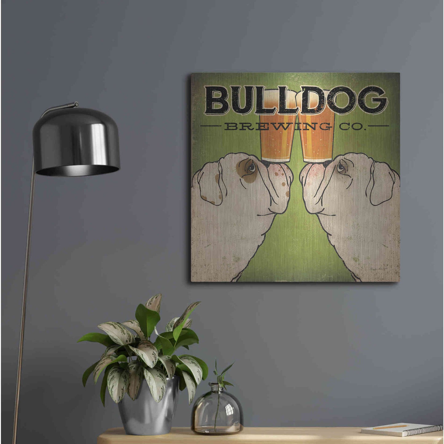 Luxe Metal Art 'Bulldog Brewing' by Ryan Fowler, Metal Wall Art,24x24