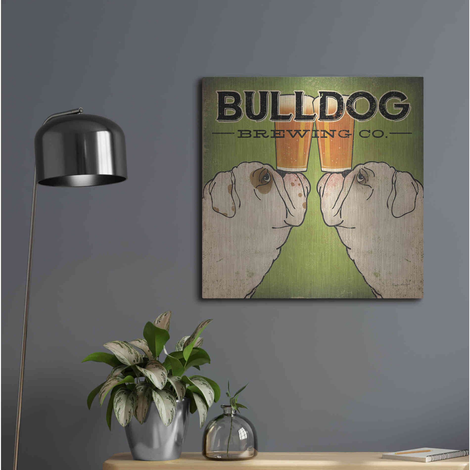 Luxe Metal Art 'Bulldog Brewing' by Ryan Fowler, Metal Wall Art,24x24