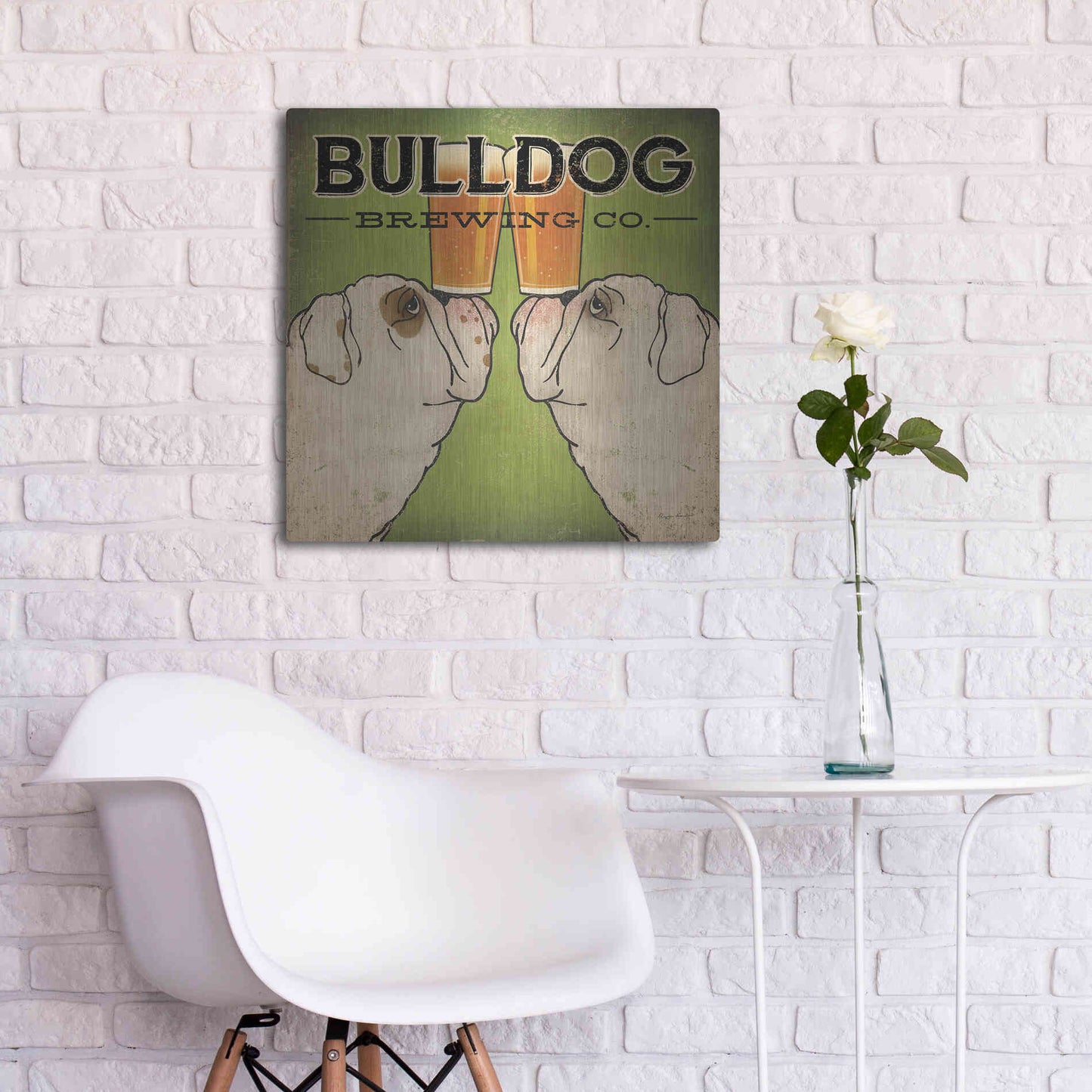 Luxe Metal Art 'Bulldog Brewing' by Ryan Fowler, Metal Wall Art,24x24