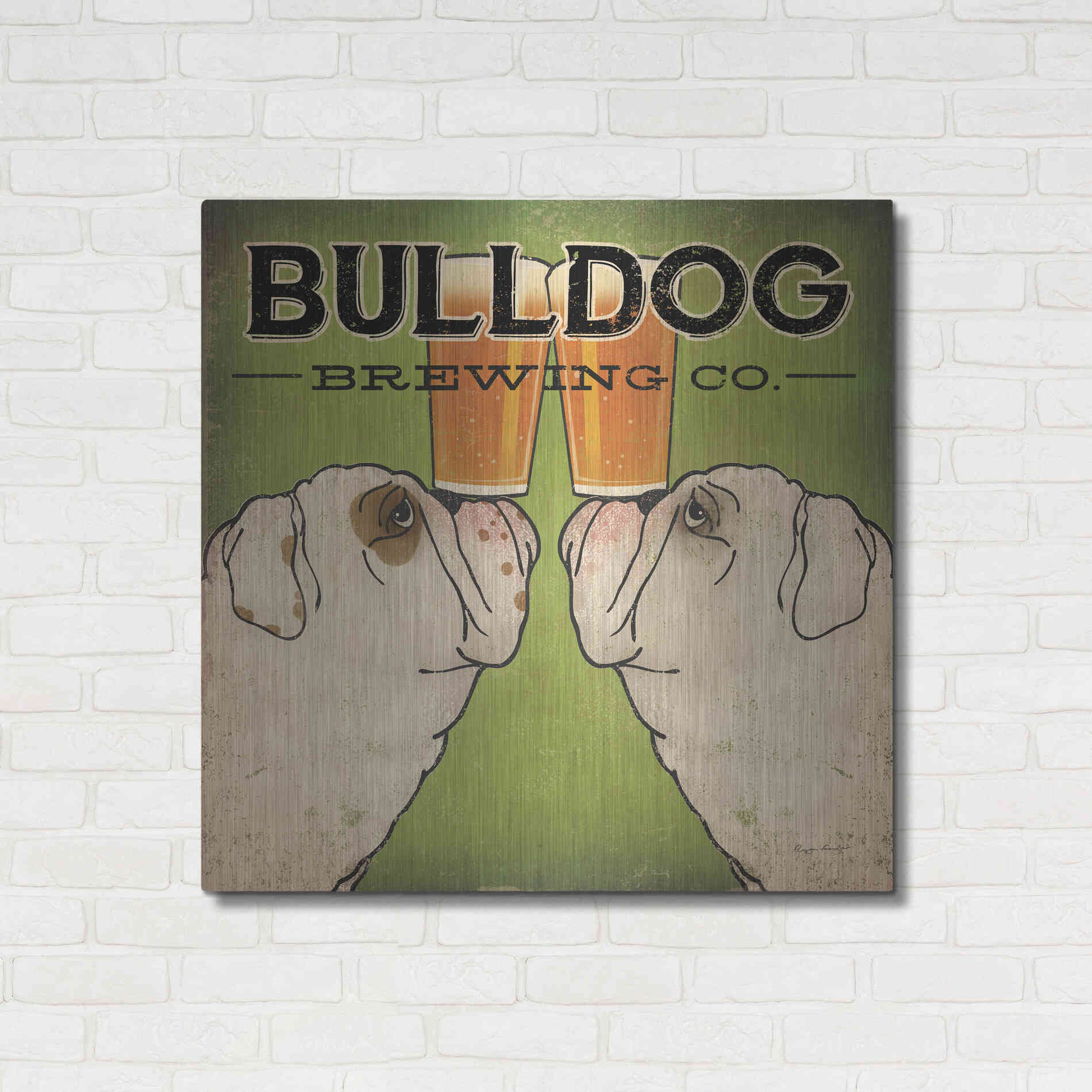 Luxe Metal Art 'Bulldog Brewing' by Ryan Fowler, Metal Wall Art,36x36