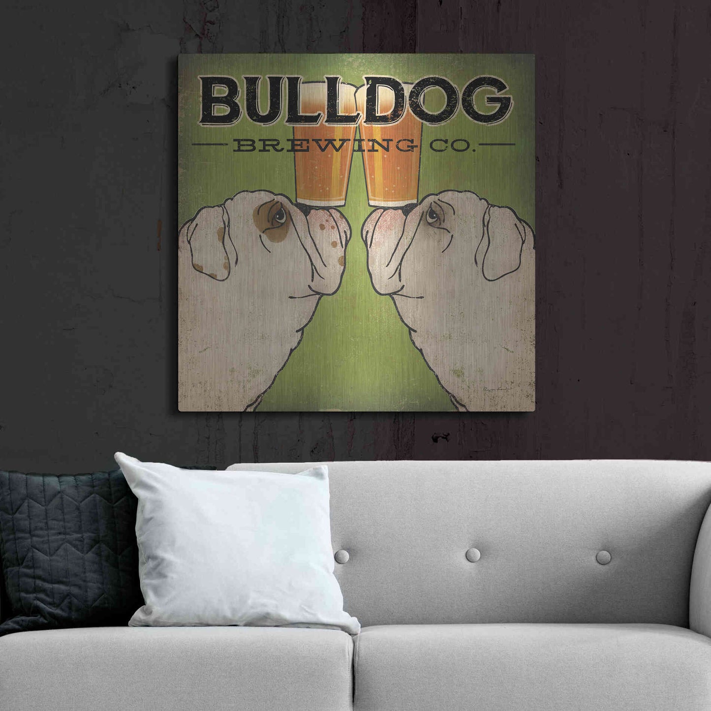 Luxe Metal Art 'Bulldog Brewing' by Ryan Fowler, Metal Wall Art,36x36