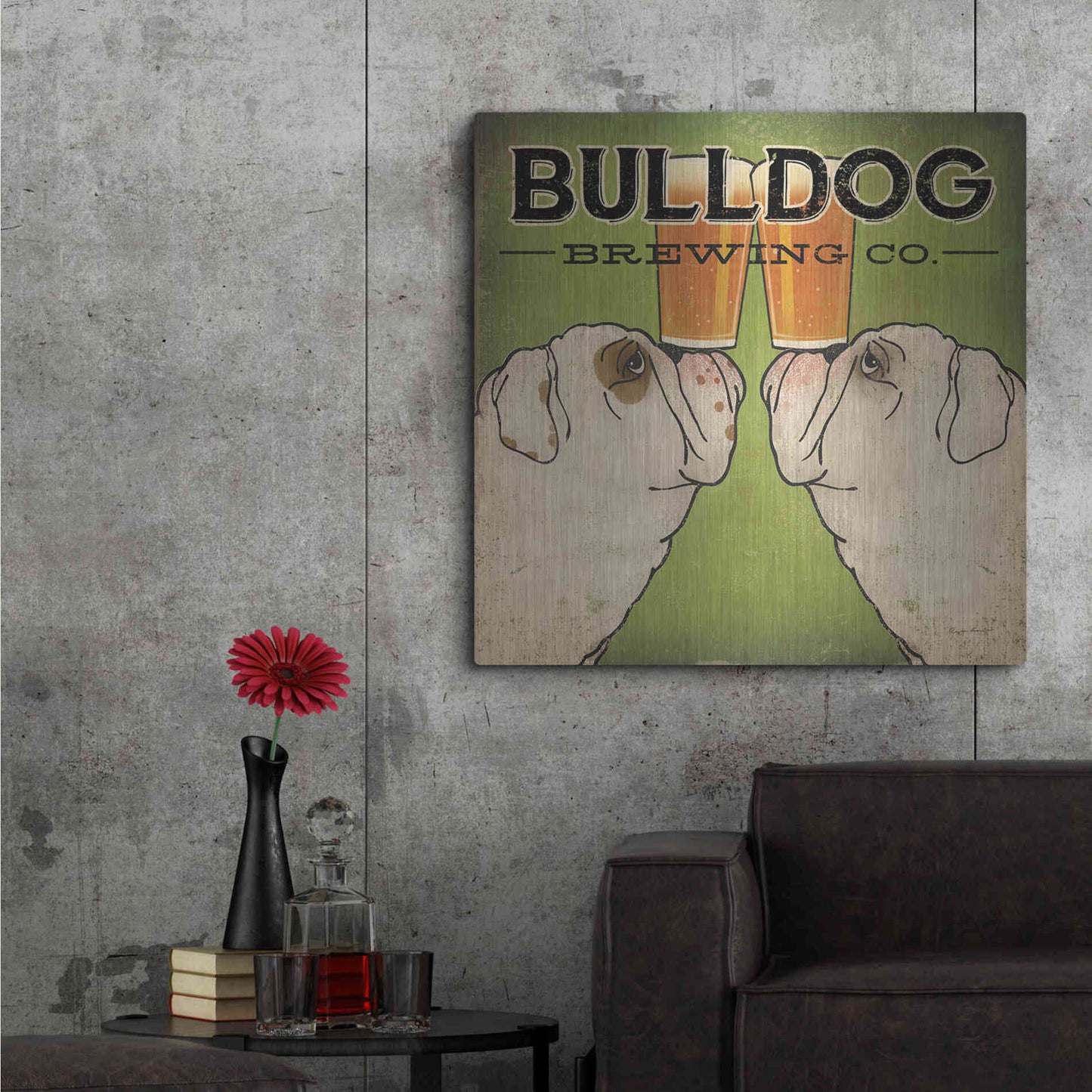 Luxe Metal Art 'Bulldog Brewing' by Ryan Fowler, Metal Wall Art,36x36