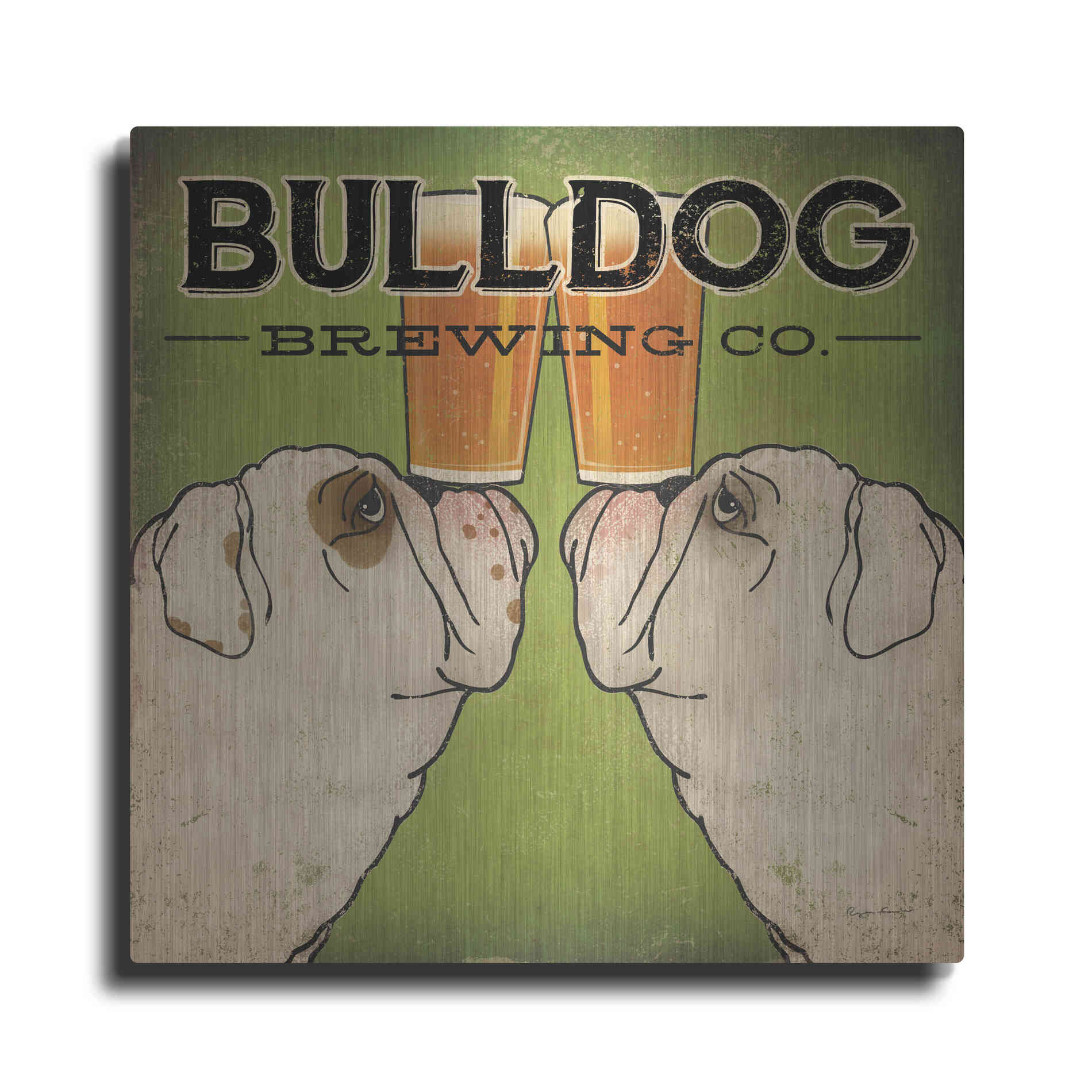 Luxe Metal Art 'Bulldog Brewing' by Ryan Fowler, Metal Wall Art