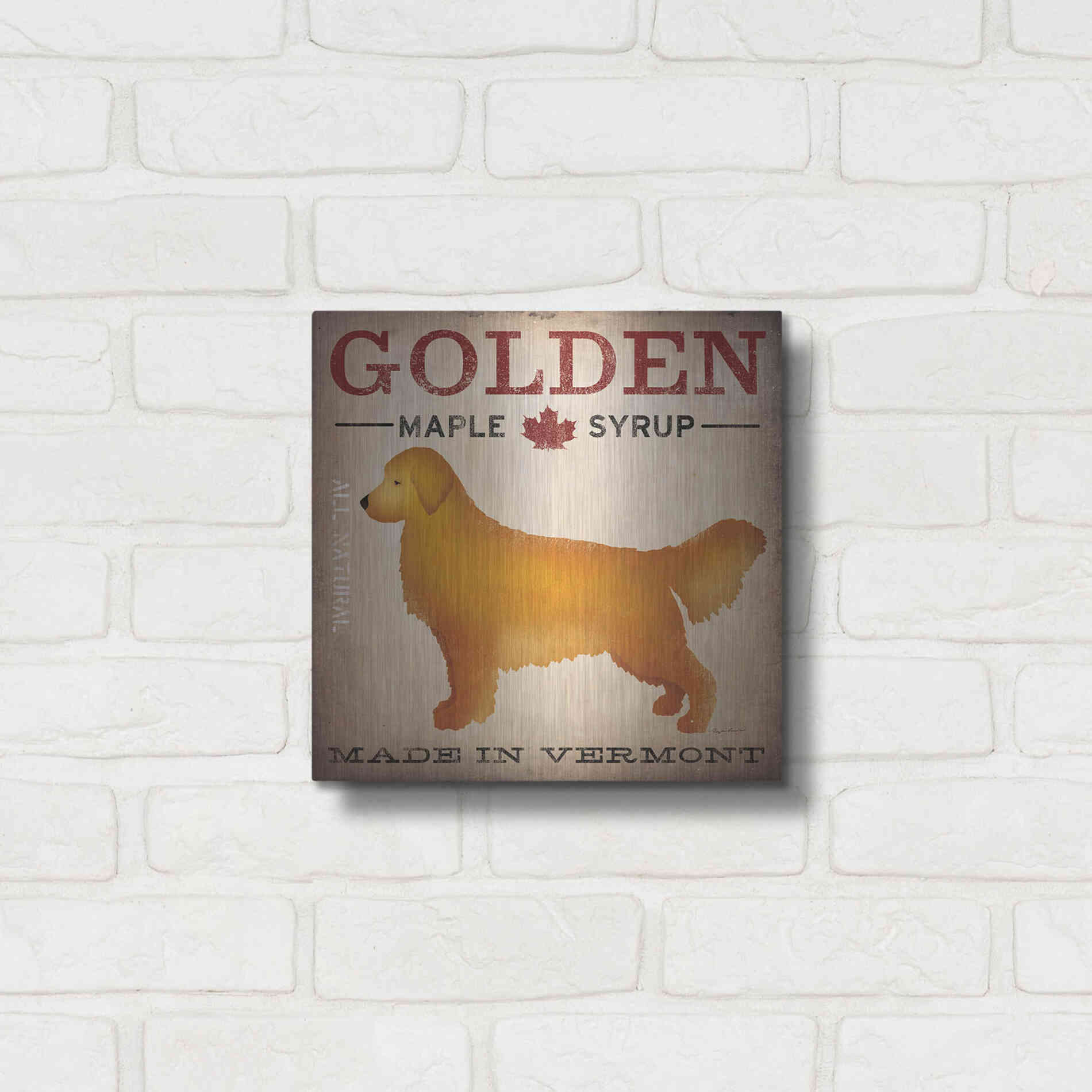 Luxe Metal Art 'Golden Dog At Show' by Ryan Fowler, Metal Wall Art,12x12