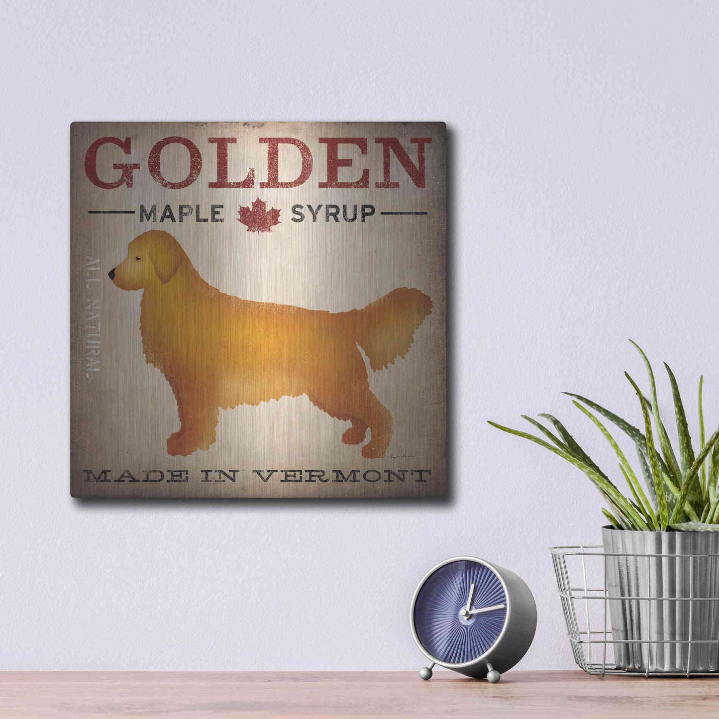 Luxe Metal Art 'Golden Dog At Show' by Ryan Fowler, Metal Wall Art,12x12