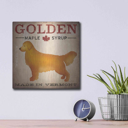 Luxe Metal Art 'Golden Dog At Show' by Ryan Fowler, Metal Wall Art,12x12