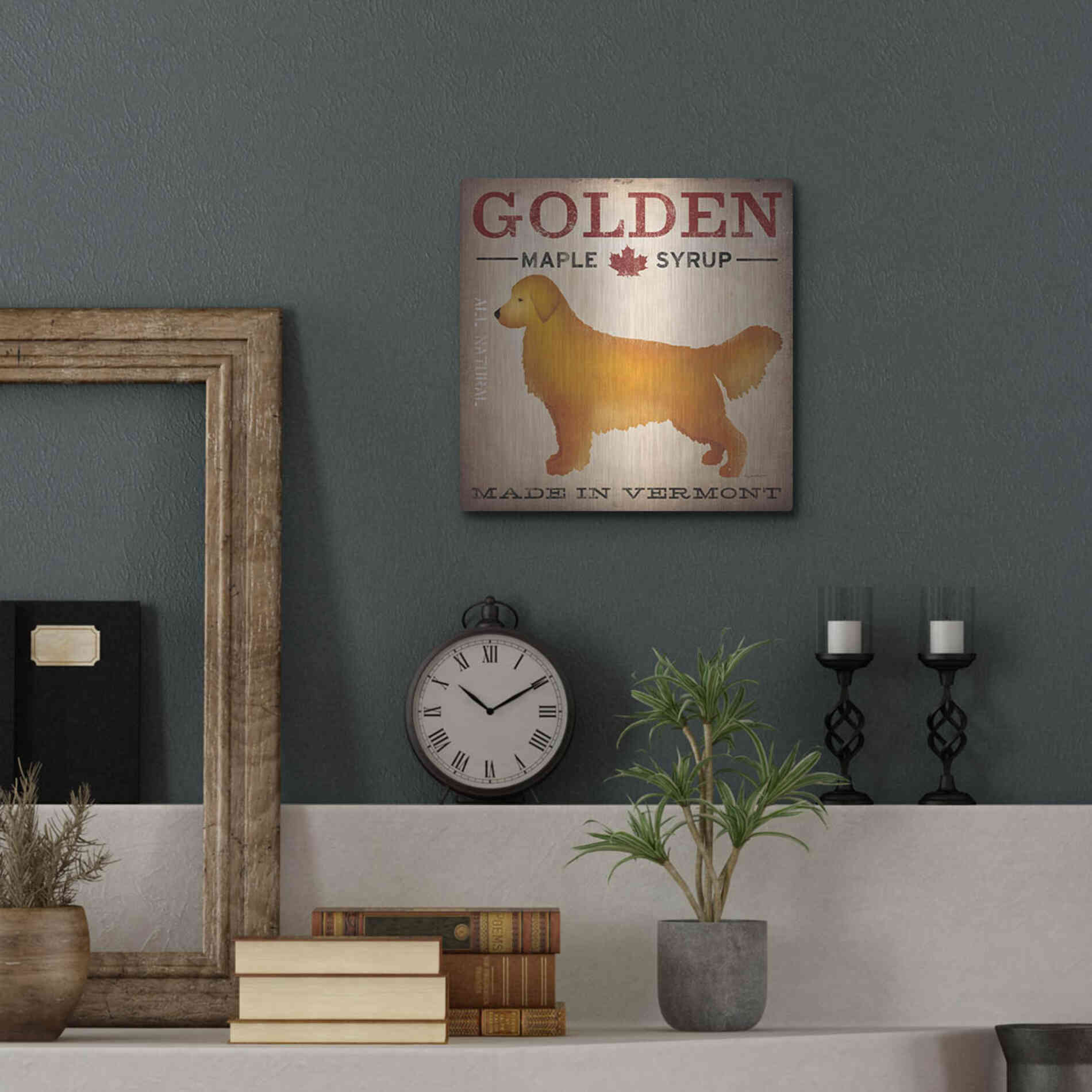 Luxe Metal Art 'Golden Dog At Show' by Ryan Fowler, Metal Wall Art,12x12