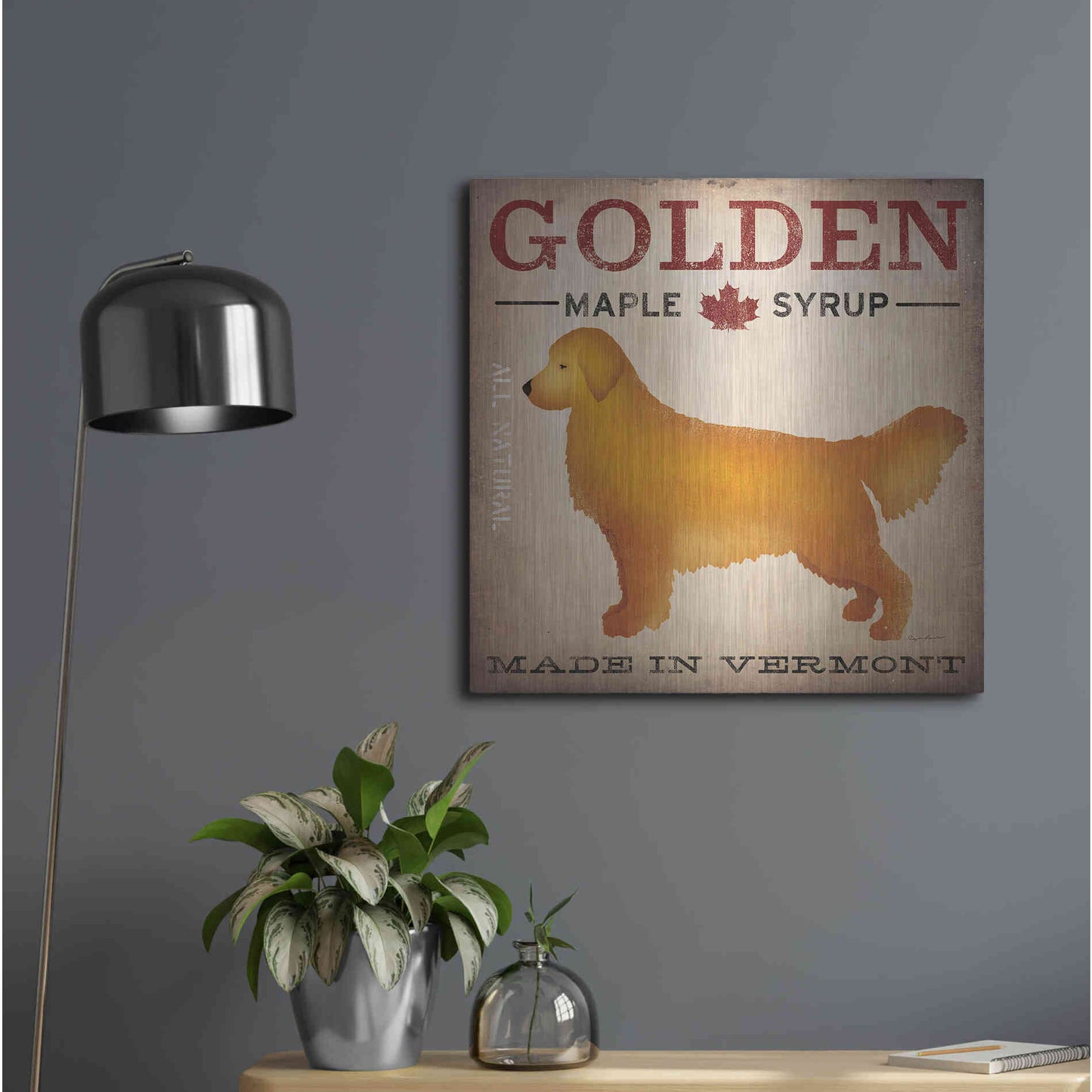 Luxe Metal Art 'Golden Dog At Show' by Ryan Fowler, Metal Wall Art,24x24